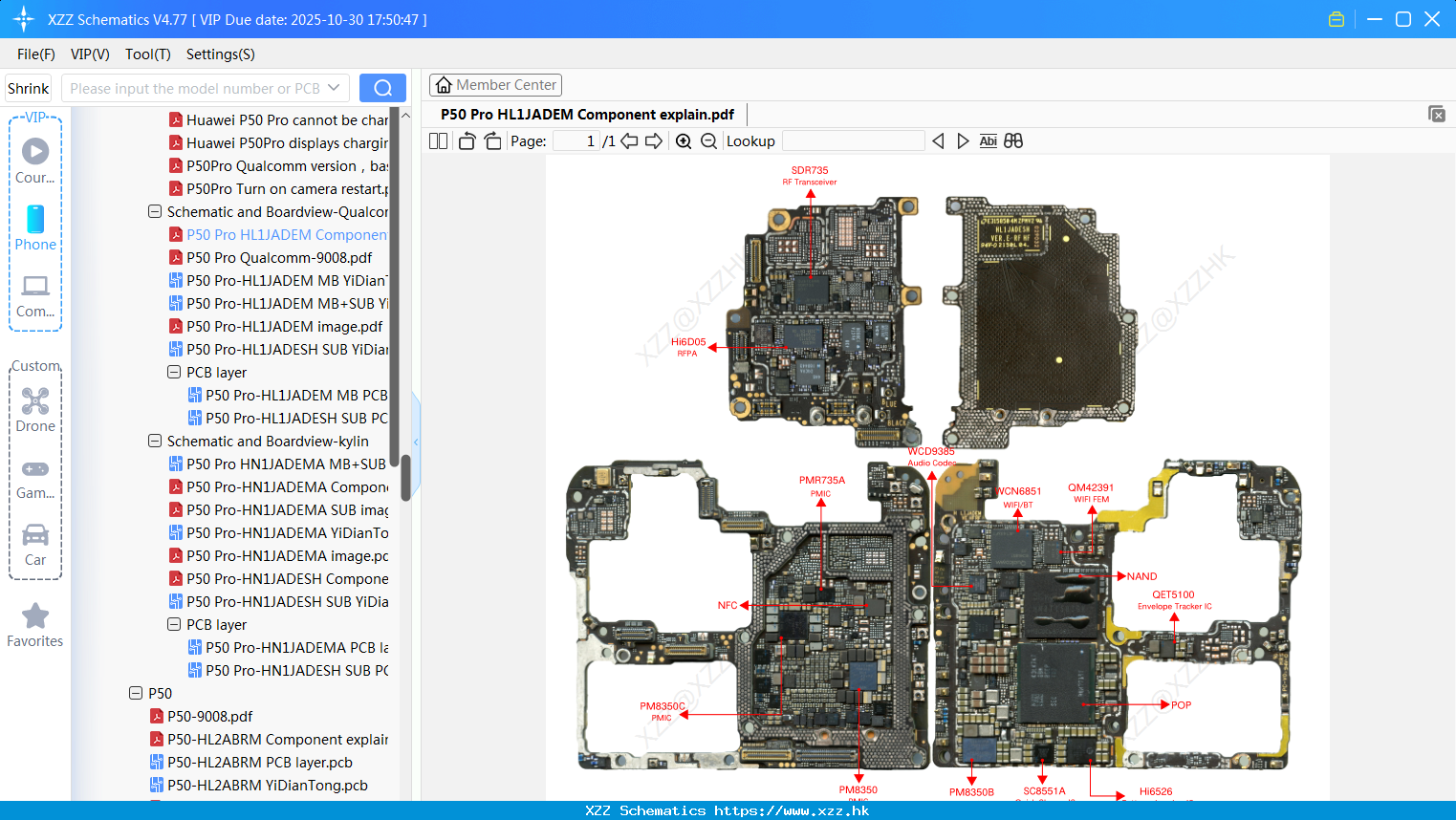 Huawei P50 Pro HL1JADEM Component Explain